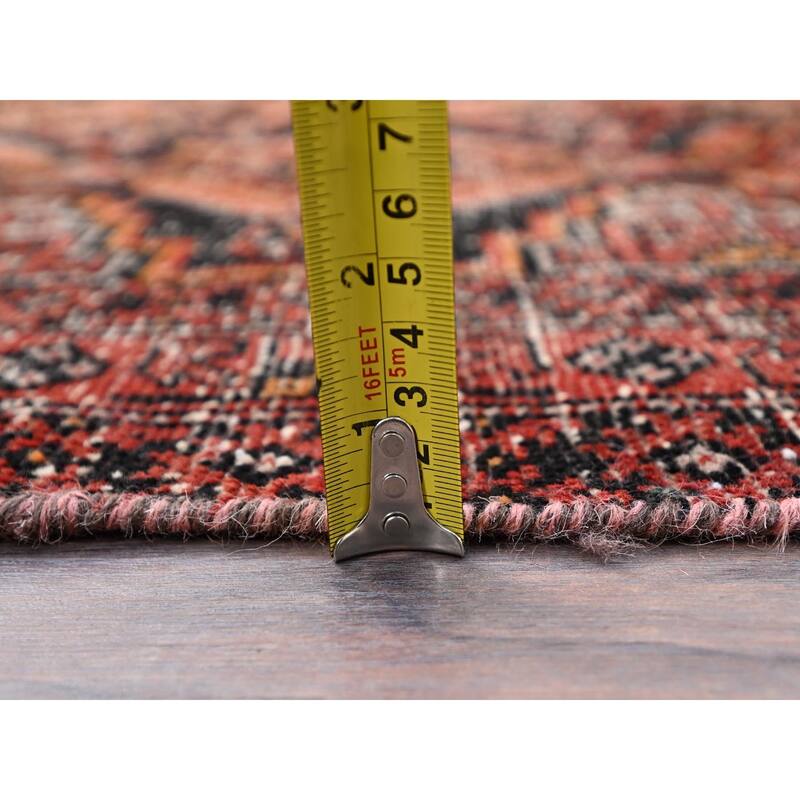 Shahbanu Rugs Prismatic Red Pure Wool Hand Knotted Vintage Persian